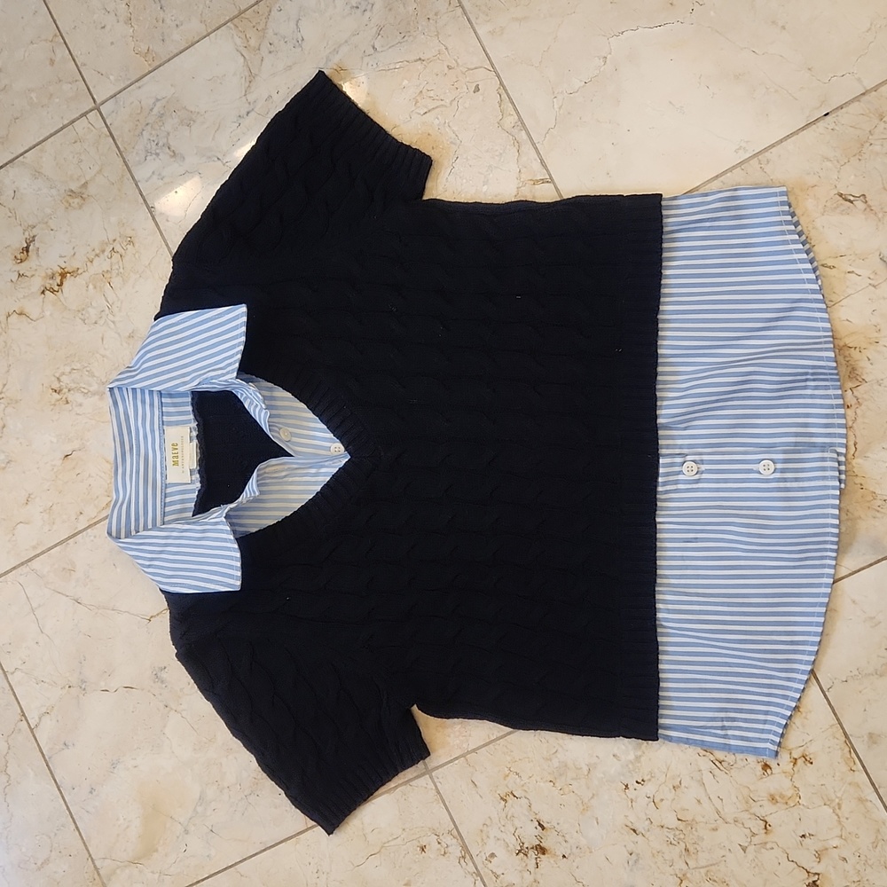 Maeve by Anthropologie Blue Cotton Sweater Top